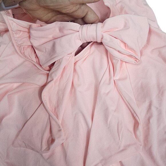 Cremieux Womens One Shoulder Bow Pink Swimsuit Sz L Pastel Barbiecore Soft Girl - Picture 5 of 14